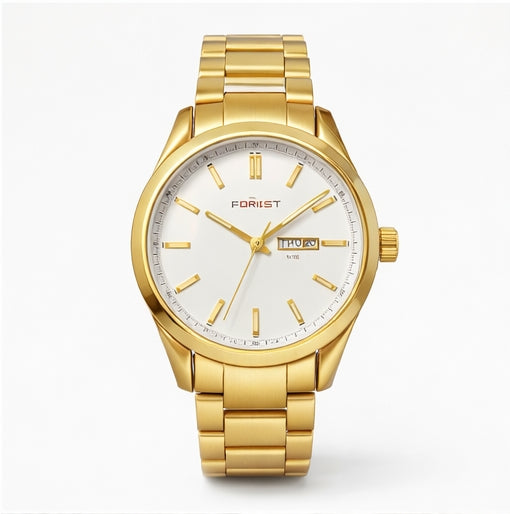 Luxury Gold Stainless Steel Men’s Watch with Day & Date Display