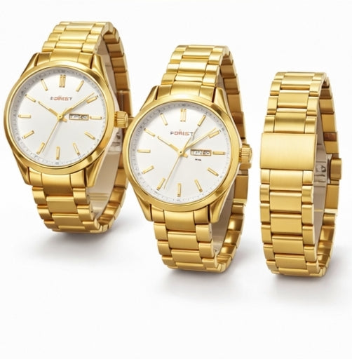 Luxury Gold Stainless Steel Men’s Watch with Day & Date Display