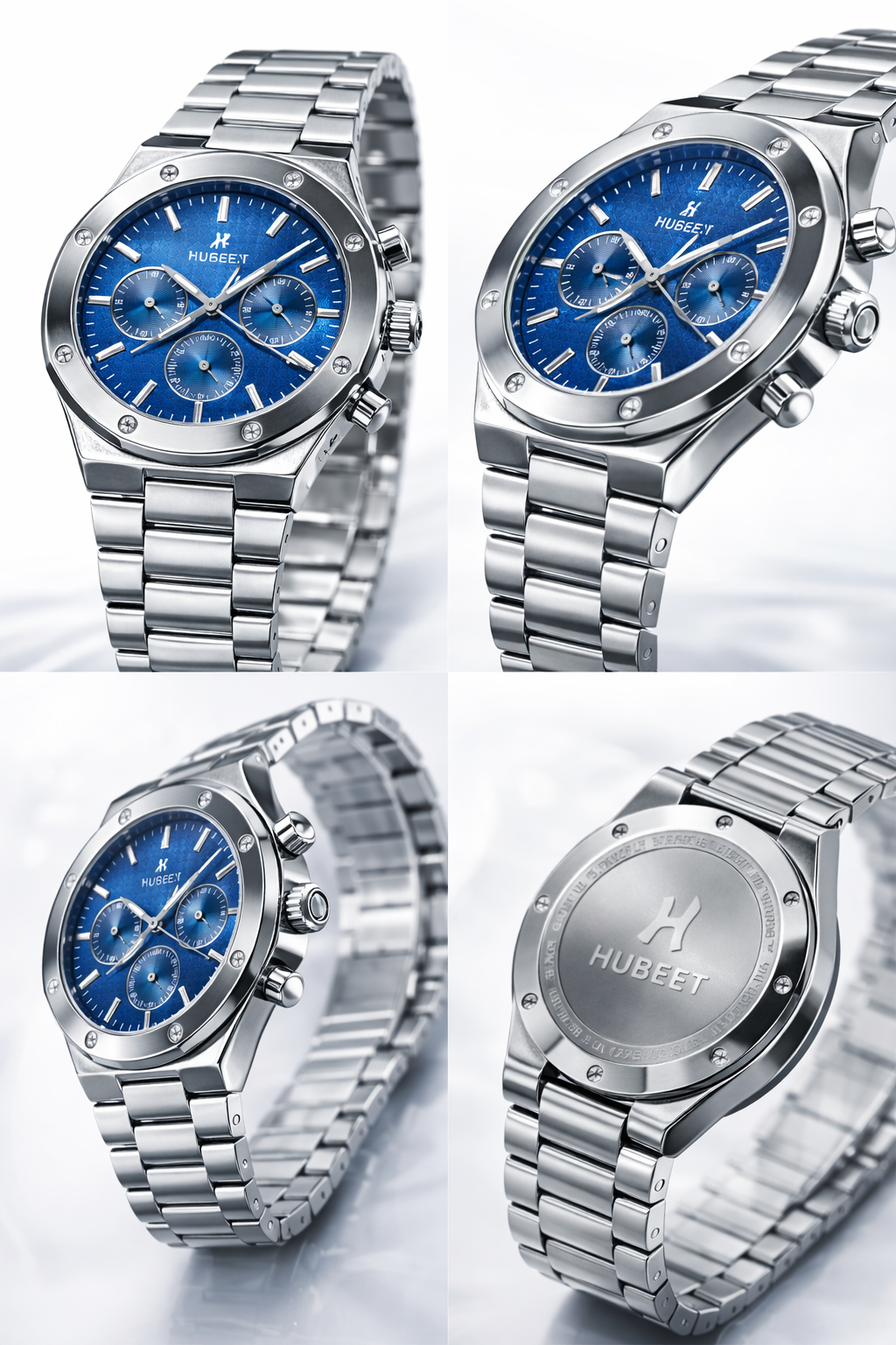 Men’s Luxury Chronograph Watch with Blue Dial & Steel Strap