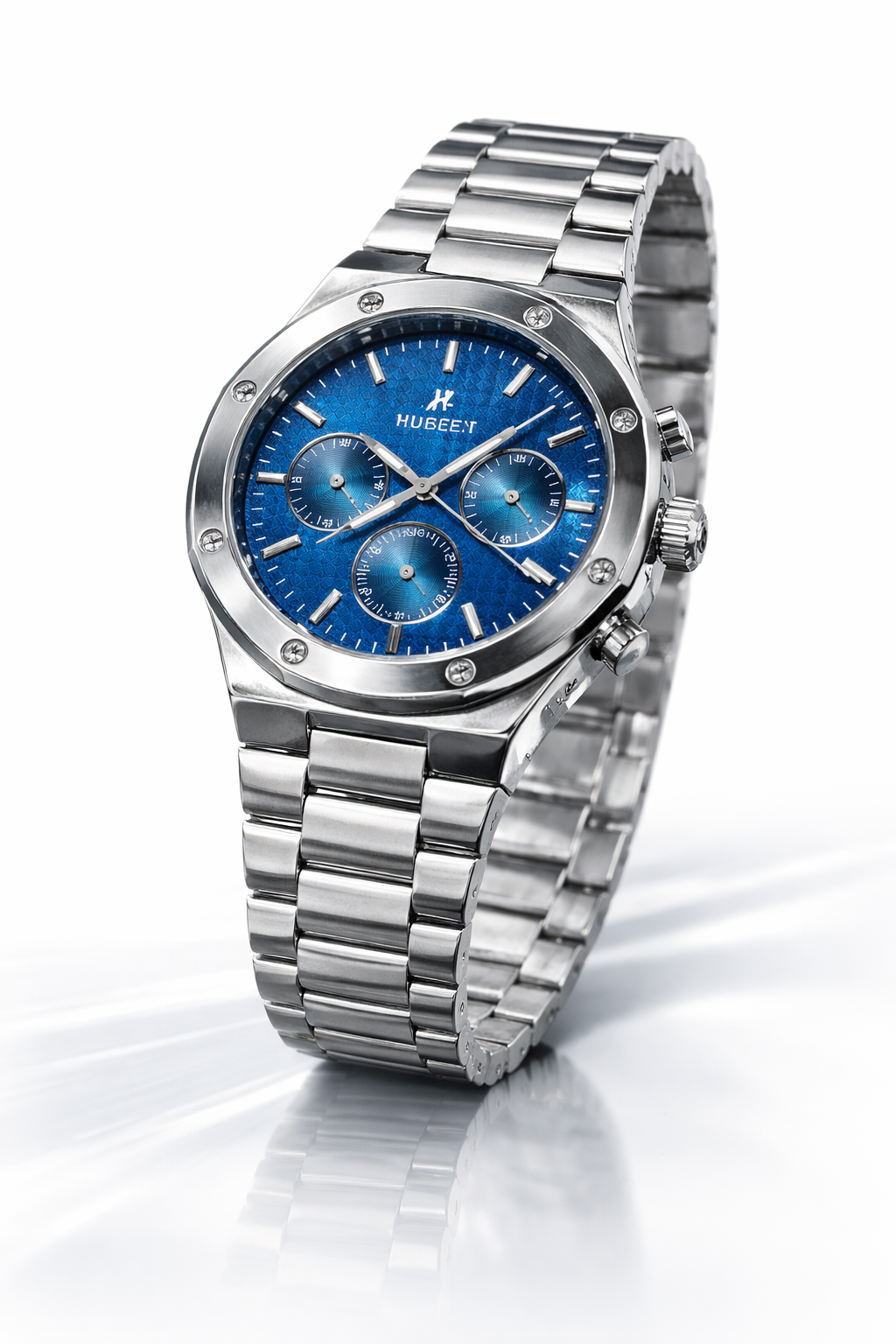 Men’s Luxury Chronograph Watch with Blue Dial & Steel Strap